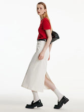 White Long Skirt With Belt